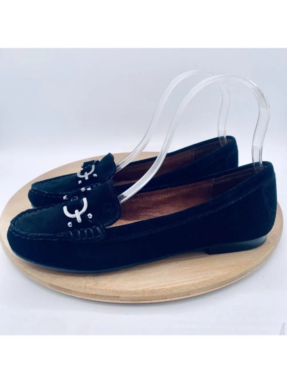 Donald Pliner Shoes Womens 9 N Black Suede Slip On Driving Loafers Horsebit
